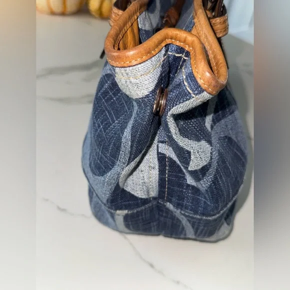 Coach Denim Signature Mini Tote Shoulder Bag #F12195 Rare Vintage - Picture 9 of 17